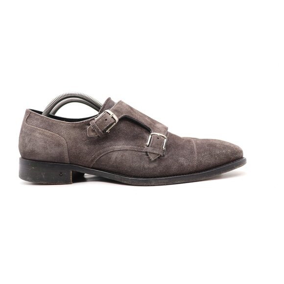 John Varvatos Men\'s Size UK 10 Gray Suede Double Monk Strap Hand made Italy main image 4